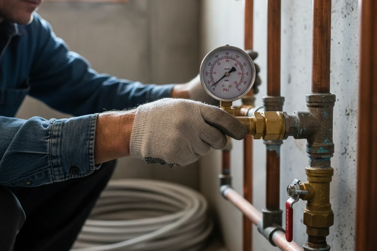 Pressure testing a repaired line during Water Line Repair in Saint Paris